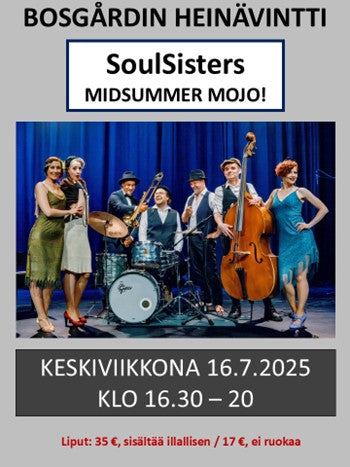 SoulSisters midsummer mojo keskiviikkona 16.7.2025 klo 16.30-20. Pääsylippu + ruoka